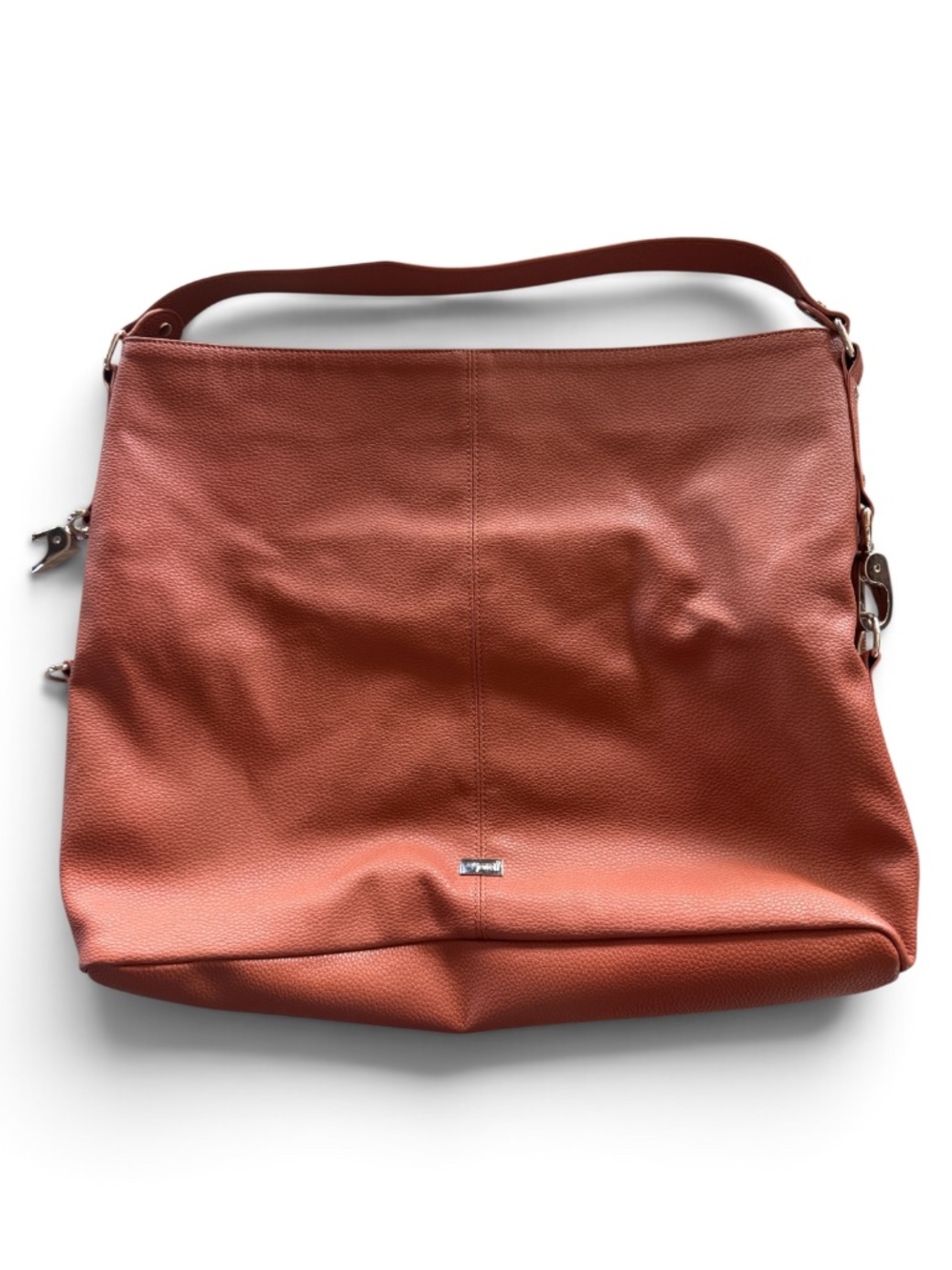 Jewell Cognac Pebbled Faux Leather Hobo Tote Silver Horsebit Shoulder Bag